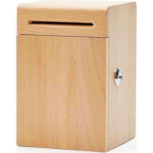 Wood Save Money Box Safe Cash Moneybox Wooden Kids Piggy Bank for Adults Paper Money Salvadanaio Saving Box Atm Machine AD50PB