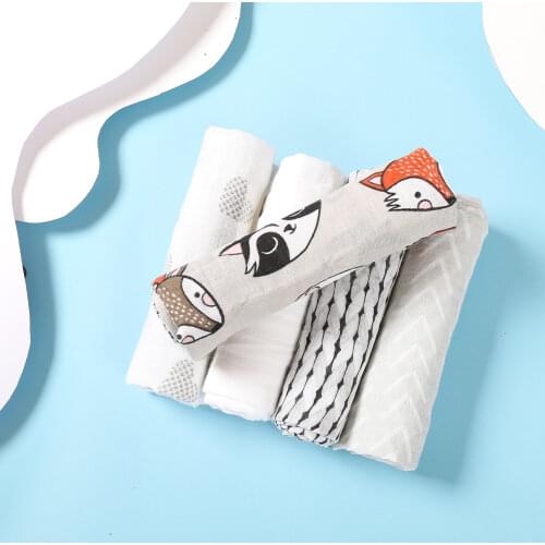 Kangobaby 5 pcs 60x60cm 100% Cotton Muslin Baby Burp Cloth Scarf Bib Towel