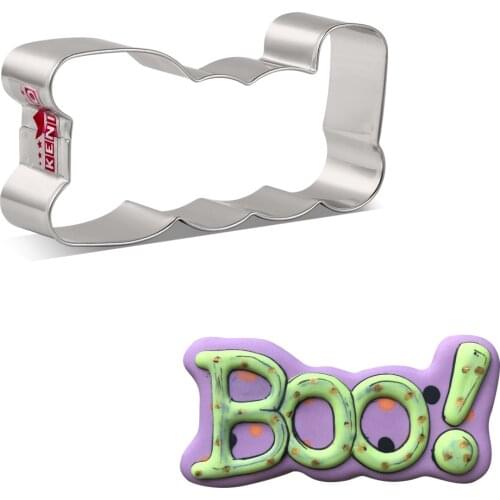 KENIAO Halloween BOO! Cookie Cutter - 10 x 5 cm - Sandwich Biscuit Fondant Cutters - Stainless Steel