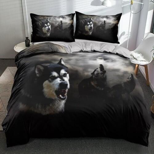 3D Bedding Sets Queen Quilt/Comforter Covers and Pillowcases 3-Piece Wolves Design Home Textiles