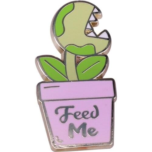 Creativity Feed Me Venus Flytrap Hard Enamel Pins Collect Funny Plant Metal Cartoon Brooch Backpack Collar Lapel Badges