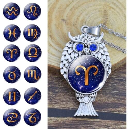 12 Constellation Aries Taurus Gemini Cancer Leo Virgo Libra Scorpio Necklace Owl Pendant Owl Jewelry Birthday Gifts