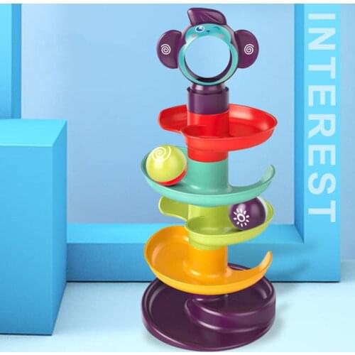 LazyChild Building Block Track Turn Music Roll Ball 1-3 Years Old Baby Gliding Tower Road Puzzle Assembly Toy Learning Kids