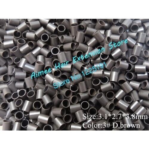 3.1*2.7*3.8mm 3#D.brown 1000pcs/lot copper flared ring easily locks/copper tube micro link/ring /bead for i tip hair extension