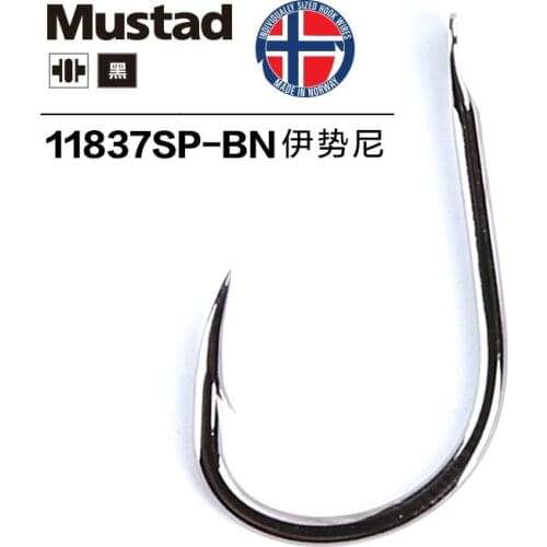 Mustad 10pack/lot 11837# Carp Fishing Hook High Carbon Steel Barbed Hooks Jigbait Tuna Carp Pesca Japan Hook ISEAMA size1#-15