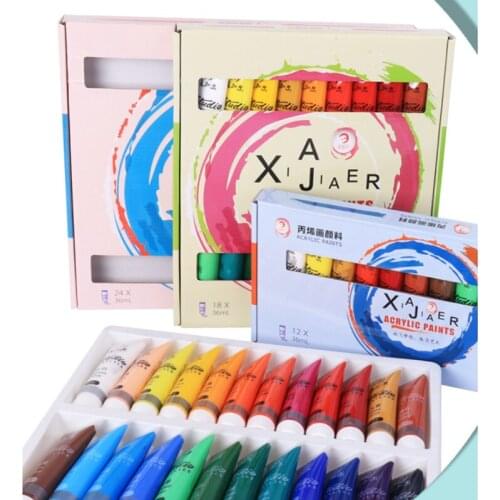 24 Color Sets of Acrylic Paint Textile Fiber Beginner Wall Paint Waterproof Nail Paint Cloth Art Acrylic Paint Art
