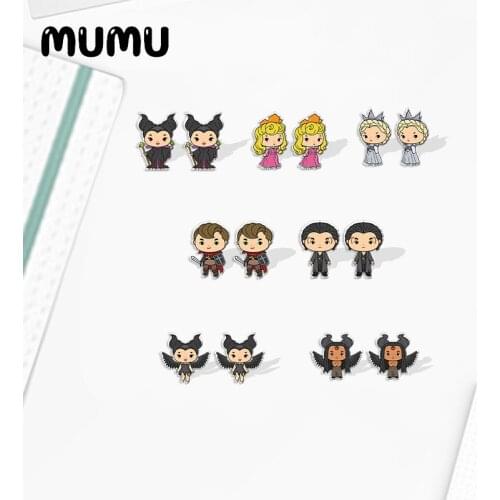 2021 New Maleficent Mistress of Evil Stud Earring Princess Aurora Epoxy Jewelry Resin Acrylic Earrings Handmade Gifts Fans