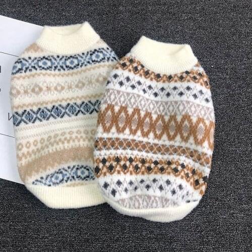 New soft sweater imitation mink velvet geometric pattern turtleneck vest sweater cat clothes Teddy Bichon Schnauzer small dog