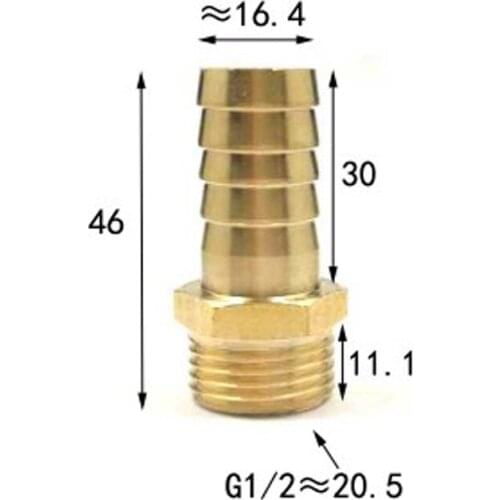 Especially Thick DN15 1/2" BSP Male x 16mm Hose Barb Tail Brass Coupling Joint Pipe Fitting Water Gas