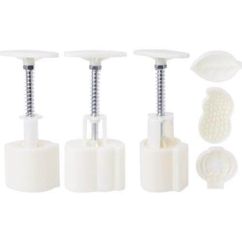 Plastic Mooncake Mold 50g Peanut Leaf Stamp Biscuit Cookie Cutter Mould DIY Fondant Baking Tool Mid-Autumn Festival