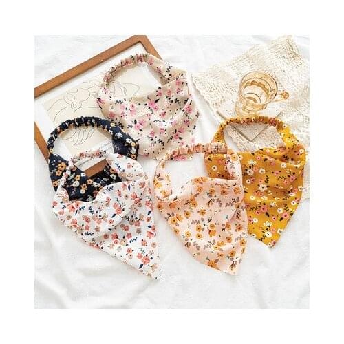 New Flower Garden Style Headscarf Printing Headband Womens Elastic Band Elastic Triangle Scarf Versatile Hair Accessories