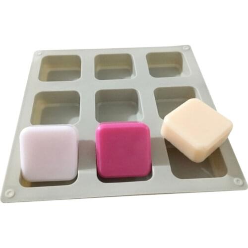 Silicone Soap Molds 9 Cavities Square DIY Handmade Silicone Baking Moulds for Soap Making