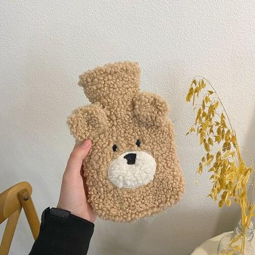 Cute Hot Water Bag Hand Warmer Plush Cover Rubber Water-filling Heat Pack 500ml Water Bottle for Girls Winter Warm Stomach Feet