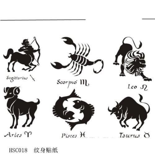 Tattoo sheep Lion Scorpio Sagittarius Taurus Pisces Aries constellation waterproof men and women tattoo stickers