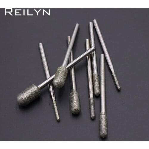 High quality 2.35mm shank Grit 150# 10pcs Diamond Grinding Burr Emery Grinding Point Diamond Metal Jade Diamond Peeling Bit