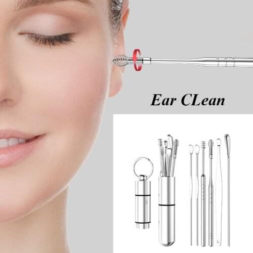 High Quality Ear Wax Pickers Earwax Collector Curette Ear Spoon Pick Cleaner Earpick Wax Remover 6Pcs/set Care Ear Clean Tool
