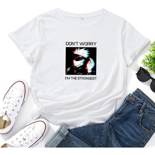 DON'T WORRY T-shirt for Women Clothes Tops Personality Loose Streetwear Tee Top Fashion Summer Short-sleeved Women T Shirts