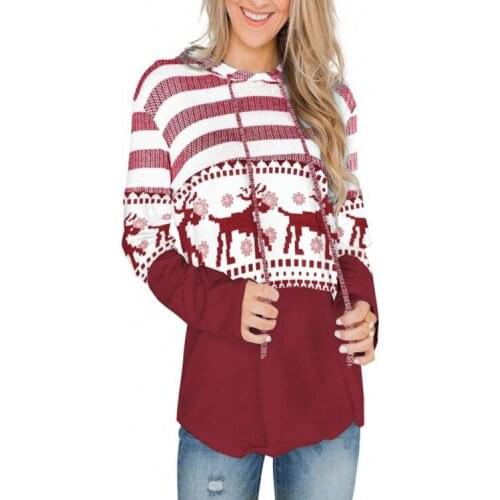 Womens hooded long-sleeved animal and fruit motif cotton and linen fabric and wool combination stitching fashion sweater