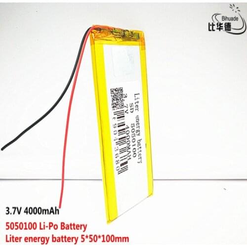 10pcs Liter energy battery Good Qulity 3.7V,4000mAH,5050100 Polymer lithium ion / Li-ion battery for TOY,POWER BANK,GPS,mp3,mp4