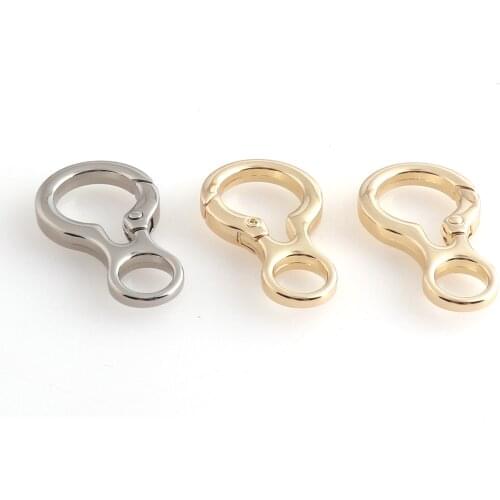 6 PCS Silver/Pale Gold spring rings Spring Gate Ring Pull Gate ring Push Gate ring Clasp Snap Clip Trigger Clasp for Charm