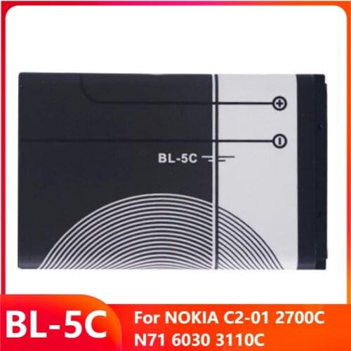 Original Replacement Phone Battery BL-5C For NOKIA C2-01 2700C N71 6030 3110C BL-5C Genuine Rechargable Batteries 1020mAh