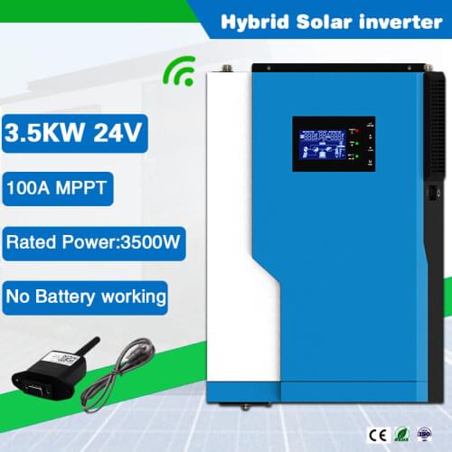 3500W 24VDC 100A Hybrid Rated Power PV 5000W Off Grid Solar Inverter with WIFI Work Without Battery
