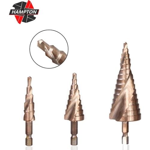 HSS Step Drill Bit TiCN Coating Hex Shank Pagoda Drill For Metal 4-12 4-20 4-32 Spiral Grooved Drill Bit Hole Cutter Cone Drill