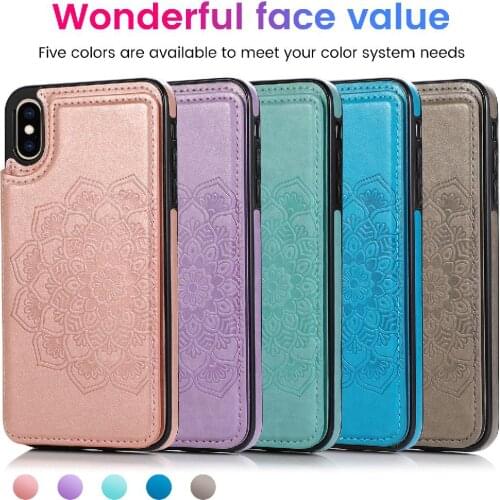 For iPhone X/XS/XR/XS MAX Double Button Mobile Phone Back Cover Case with Mandala Stamping