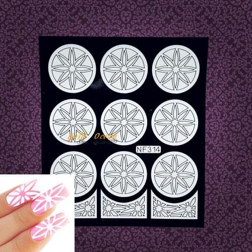 Henna Flower Designs Charm Nail Manicures Art Paint Image Guide Tips GWNF314 White Holo Out Nail Stencil Sticker