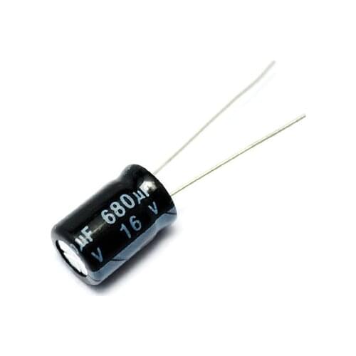Electrolytic capacitor 16V/680UF 16V 680UF volume 8X12 10v680uf 6X11 8X12mm in-line electrolytic capacitor 680uf/10v green high