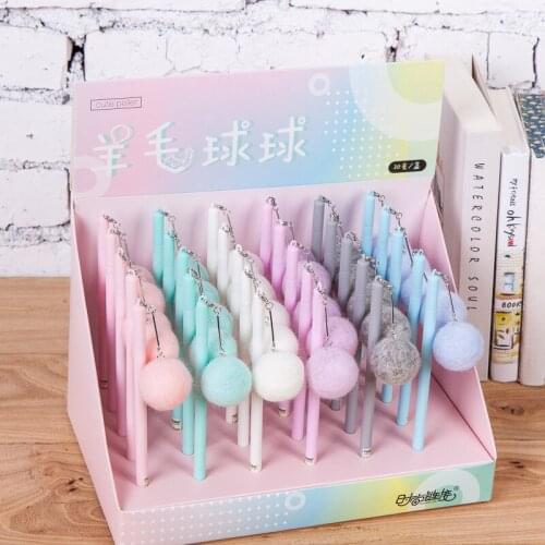 30 pcs Gel Pens Wool ball black colored kawaii gift gel-ink pens pens for writing Cute stationery office school supplies