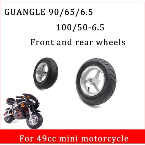 GUANGLE 90/65-6.5 or 110/50-6.5 12 Inch Tires with Wheel for 49cc Mini Motorcycle Front and Rear Wheels