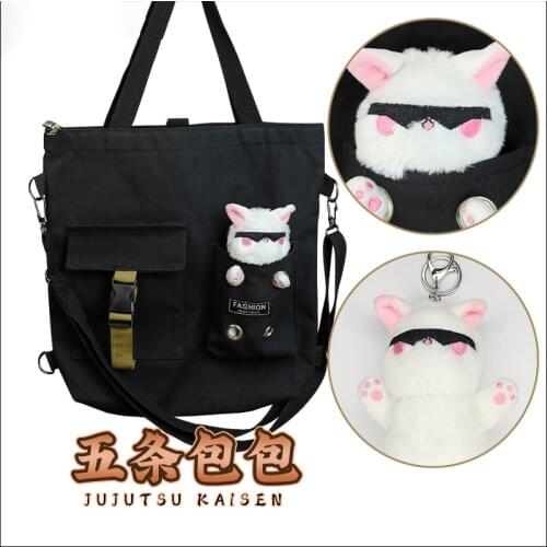 Anime Jujutsu Kaisen Gojo Satoru Canvas bag Eyeshade Cat Cosplay Student Shoulder Bag Cute Casual Bag Messenger Bag Xmas Gifts