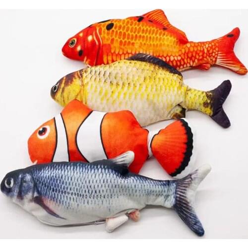 Pet Toys Creative 3D Soft Electric Simulated Swing Fish 30CM Stuffed Plush Doll Toys USB Rechargeable For Kids Cats Playing Toys