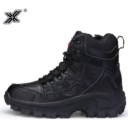 Classic Black Genuine Leather Men Work Boots Casual Platform High top Men Safety Boots Leather Winter Shoes botas militar hombre