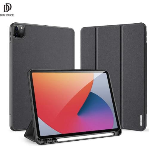 DUX DUCIS DOMO Series Tablet Leather case for iPad Pro 11 2021 Smart Sleep Wake Trifold Protective Case with Pencil Holder