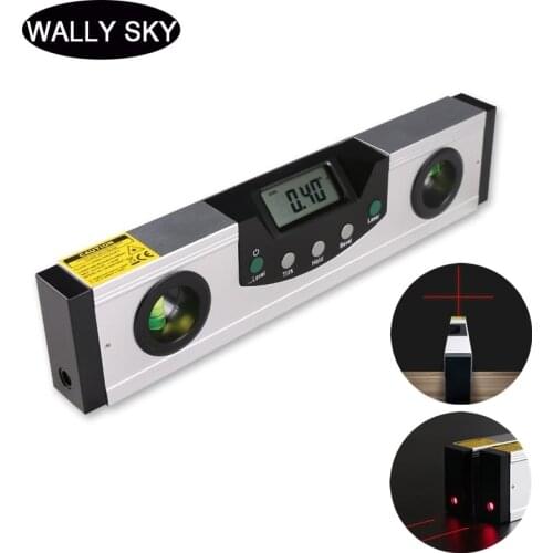 Aluminum Alloy Red Laser Magnetic Level Ruler Digital LCD Protractor Laser Measurement Level Bevel Indoor Outdoor Laser Level