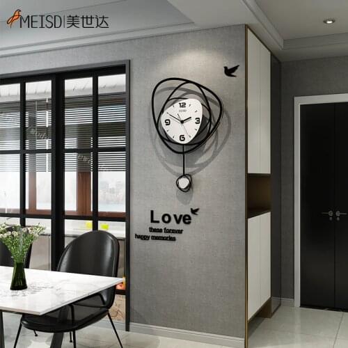 MEISD Nordic Wall Clock Creative Modern Design Pendulum Watch Home Decor DIY Sticker Room Horloge Mute Living Room Free Shipping