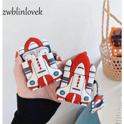 Cute soft 3d cartoon rocket case for airpods 1 2 pro3 charging case silicone shockproof earphone protective cover coke keychain