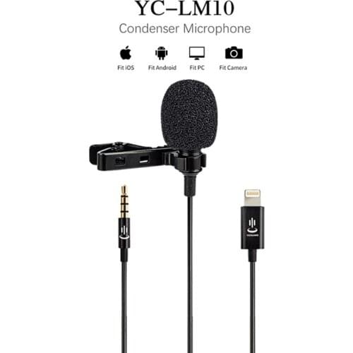 Mini Portable Record Microphone Condenser YC-LM10 Clip-on Lapel Lavalier Video Mic Wired Mikrofo/Microfon for iOS/Andiord Phone