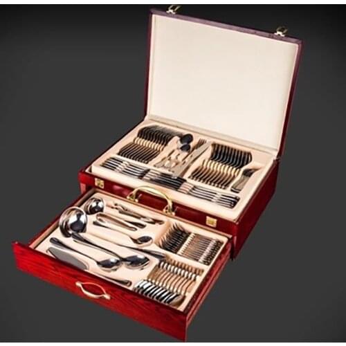 72 Pieces Gold Tableware Set Stainless Steel Table Cutlery Knife Fork Spoon Set Dinnerware Luxury Flatware Set Gold Gift Box