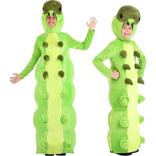 New Halloween kid Adult Stage Performance boys Girls Green Lcaterpillar Cosplay Costume Party Play Ship Fast