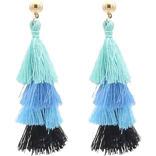 New Tassels Long Earrings Multi-layer Silk Bohemian Wind Jewelry