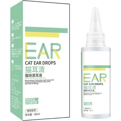 Dog Cat Ear Cleaner Natural Plant Extracts Multi-Action Ear Drop for Itch Head Shaking Discharge and Smell Ear Canal Cleaner