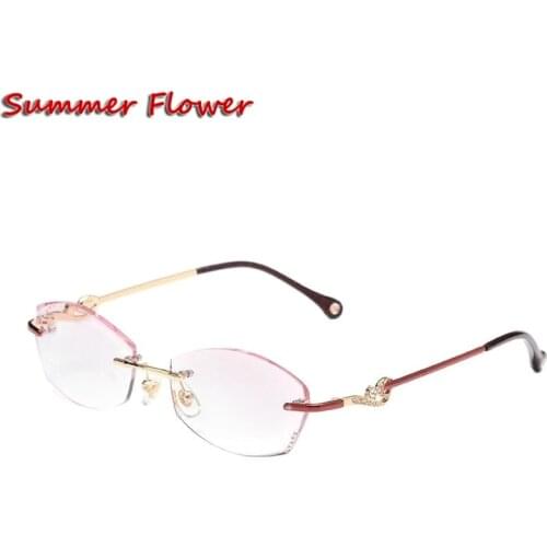 Chashma Eyeglasse Rimless Anti Blue Ray Computer Glasses Optical Frames oprawki okularowe damskie occhiali da vista donna Purple