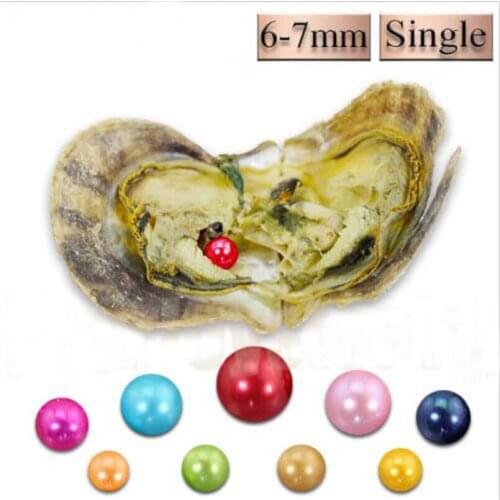 Bulk 30pcs Saltwater Akoya Oyster Single Round Pearl 6-7mm Mixed Color Wish Pearl in Vacuum Package Christmas Gift FP388