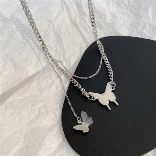 Boho Style Necklace 2020 Fashion New Temperament Necklace Wild Niche Net Red Butterfly Double Chain Necklace Women Collier