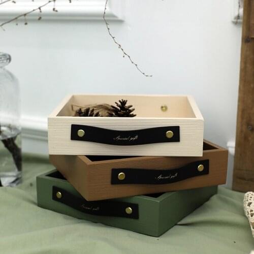 SWEETGO wood storage trays table decoration Sundries plate 25*5cm Office Organizer ins style plate key Food photography