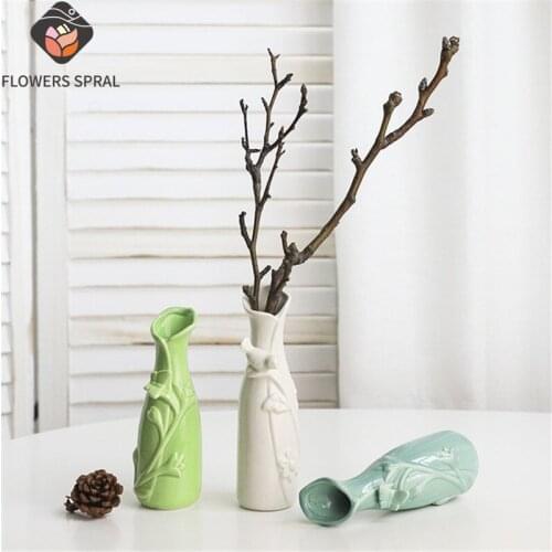 Simple Ceramic Vase Home Decoration Craft Hand-Painted Vase Balcony Office Room Decoration Hydroponic Vase Christmas Gift