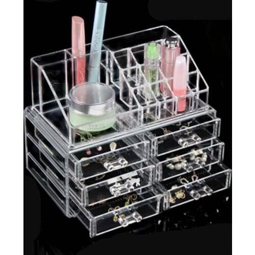 Transparent Acrylic Makeup Storage Holder Nail Polish Rack Lipstick Cosmetic Storage Box Holder Makeup Brush Organizer